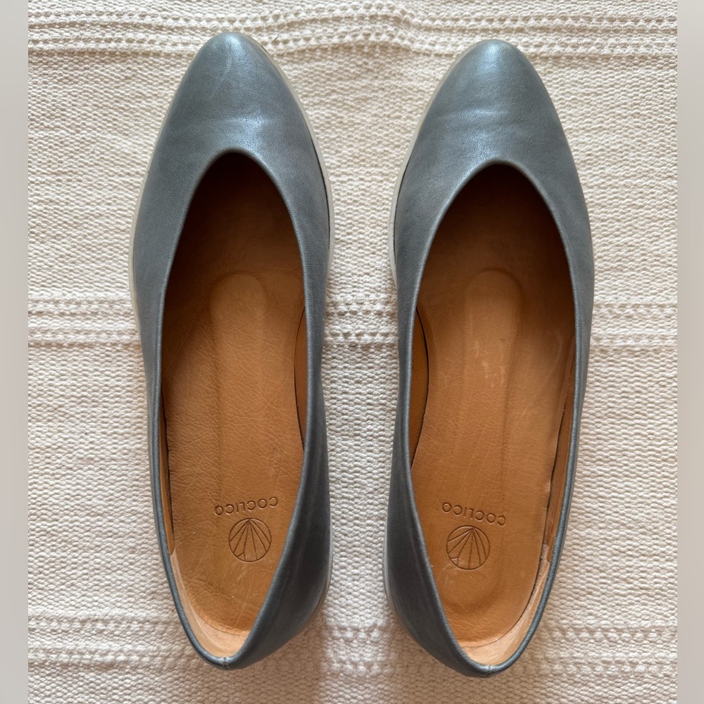 Coclico Perl Leather Pointed Toe Casual Slip On Loafers